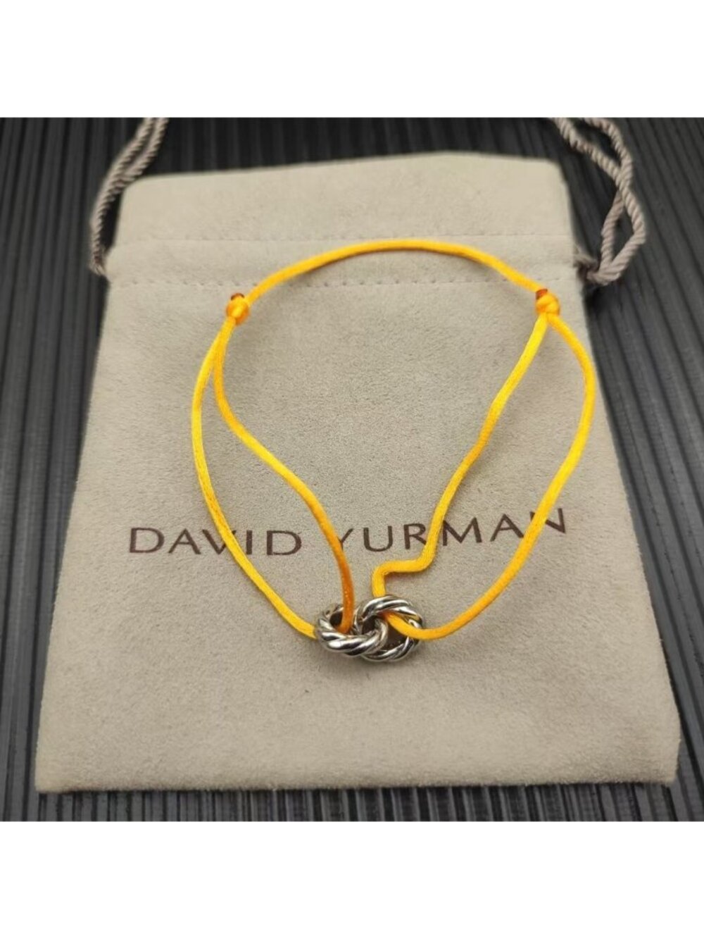 David Yurman - Yellow - Double Ring Silver Nylon Rope Bracelet